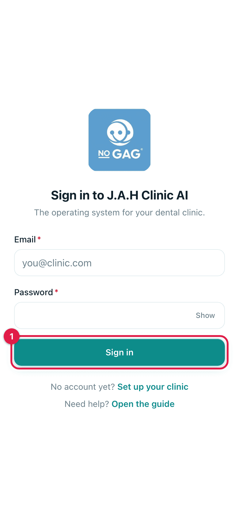 The sign-in screen. On a phone with Face ID set up, the Face ID prompt appears on its own.